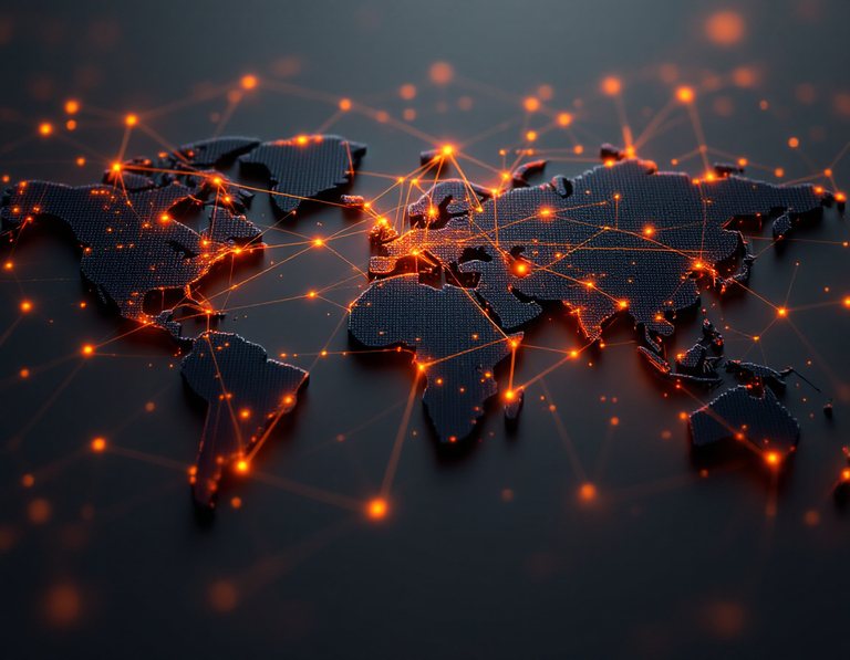 World map studded with nodes linked by glowing arcs: the SoFast distribution reach